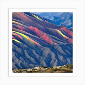 Multicolored Mountains With Blue Skies Above Them (1) Art Print