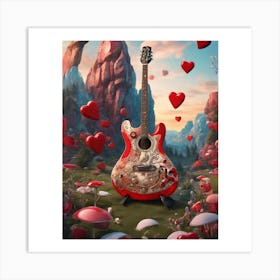 Heartstrings Monarchy Queen Of Hearts Guitar Elegance (28) Art Print