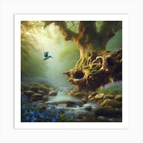 Kingfisher In The Forest 5 Art Print