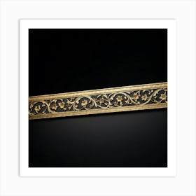 Bright Gold Metallic Border Smooth Texture Intricate Filigree Patterns Glinting Under Soft Diffu (4) Art Print