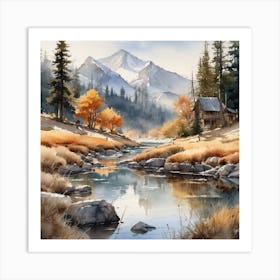 Cabin By The River 1 Art Print