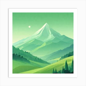 Misty mountains background in green tone 33 Art Print