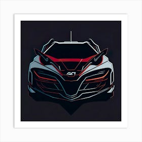 Car Red Artwork Of Graphic Design Flat (289) Art Print