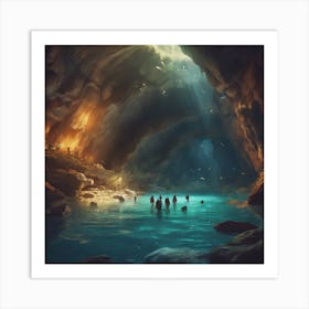Cave With People In It Art Print