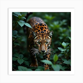 Sleek Jaguar Prowling Through Dense Foliage 1 Art Print