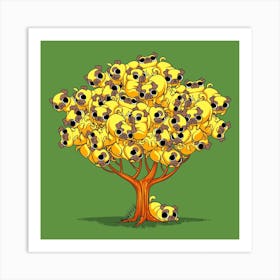 Pug Tree Square Art Print