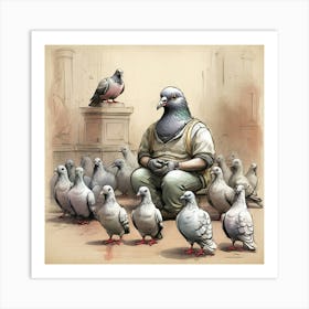 Pigeons 11 Art Print