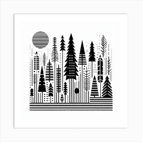 Scandinavian style, Pine forest silhouette 3 Art Print