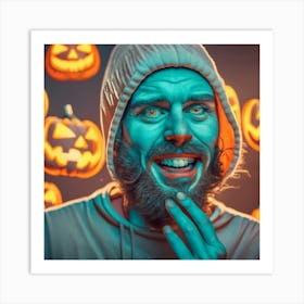 Hyperrealistic Photography Of A Man As Jack O La Art Print