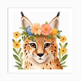 Floral Baby Lynx Nursery Illustration (4) Art Print