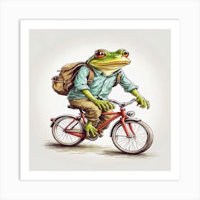 Frog Riding A Bike 1 Art Print