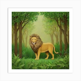 Lion In The Forest Art Print