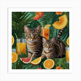 Oranges And Cats Art Print