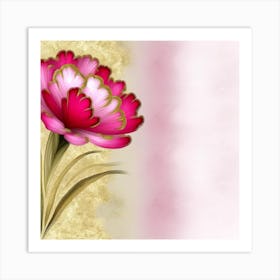 Pink Flower On A Gold Background Art Print