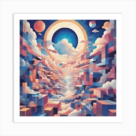 Clouds With Pale Blue Sky Art Print