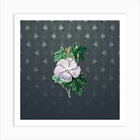 Vintage Wray's Hibiscus Flower Botanical on Slate Gray Pattern n.2569 Art Print