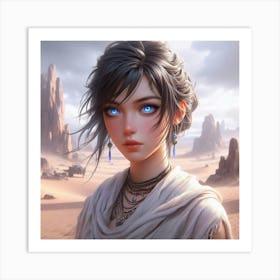 Girl With Blue Eyes In Desert Art Print