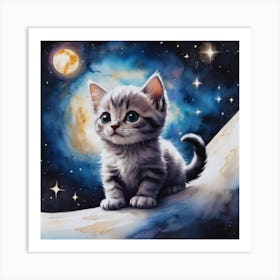 Kitten On The Moon 2 Art Print