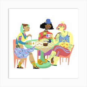 Caching Up With Friends Square  Art Print