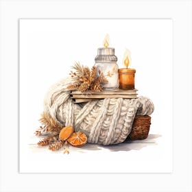 Winter Scene With Candles Art Print