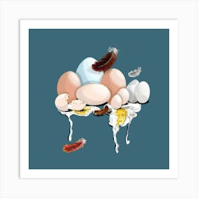 Eggs And Feathers Art Print