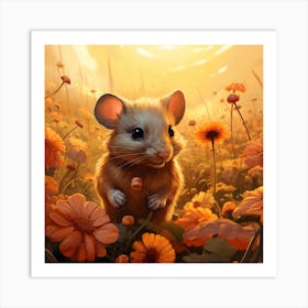 Mouse In A Flower Field Art Print