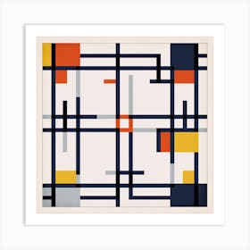 Lines and Squares, Geometric art Art Print