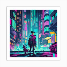 Pixel Art Cyberpunk Poster Art Print