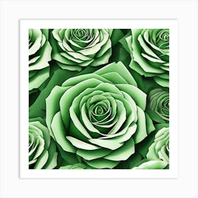 Green Roses Seamless Pattern Art Print