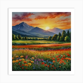 Sunset In The Meadow 17 Art Print