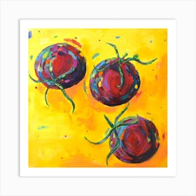 Tomatoes On Yellow Square 2 Art Print