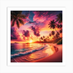 Sunset At The Beach 2 Art Print