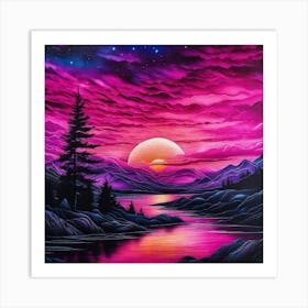 Pink sky sun rise Art Print