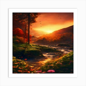 Sunset In The Forest 4 Art Print