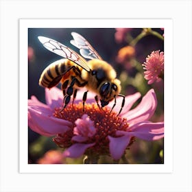 Bee On Flower Art Print