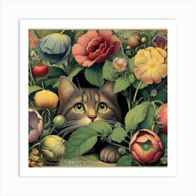 Cat In The Garden 2 Art Print