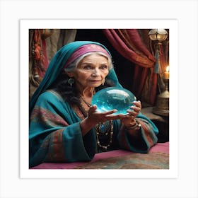 Woman Holding A Crystal Ball 1 Art Print