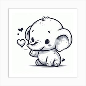 Tiny Elephant and a Heart 2 Art Print