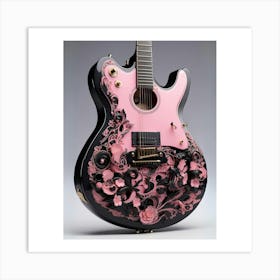 Rhapsody in Pink and Black Guitar Wall Art Collection 7 Art Print