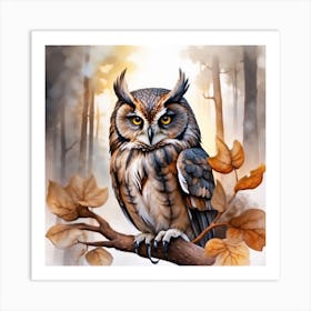 Owl In The Woods Art Print