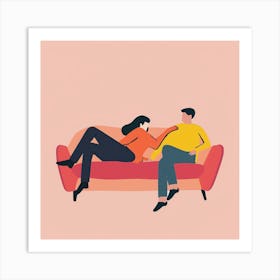 Couple Sitting On Couch 1 Art Print