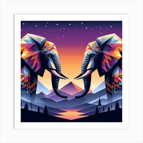 The Balanced Duo Elephants Art Print