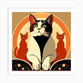 Cats On A Chair Art Print