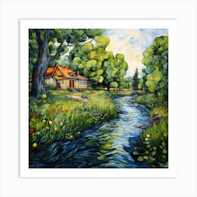 Riverside Rhapsody: Impressionist Brushwork" Art Print