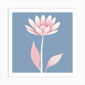 A White And Pink Flower In Minimalist Style Square Composition 471 Art Print