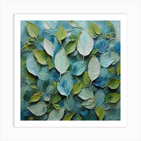 Fan of green-blue transparent leaves Art Print