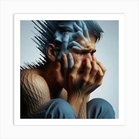 Man With A Broken Face Art Print