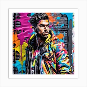 Man In Colorful Jacket Art Print