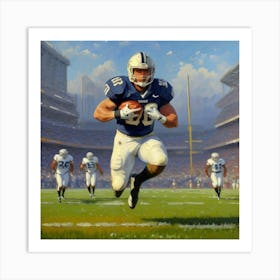 Intense Football Moment Player in Full Armor Art Print