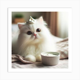 Cute Cat Cream 4 Art Print